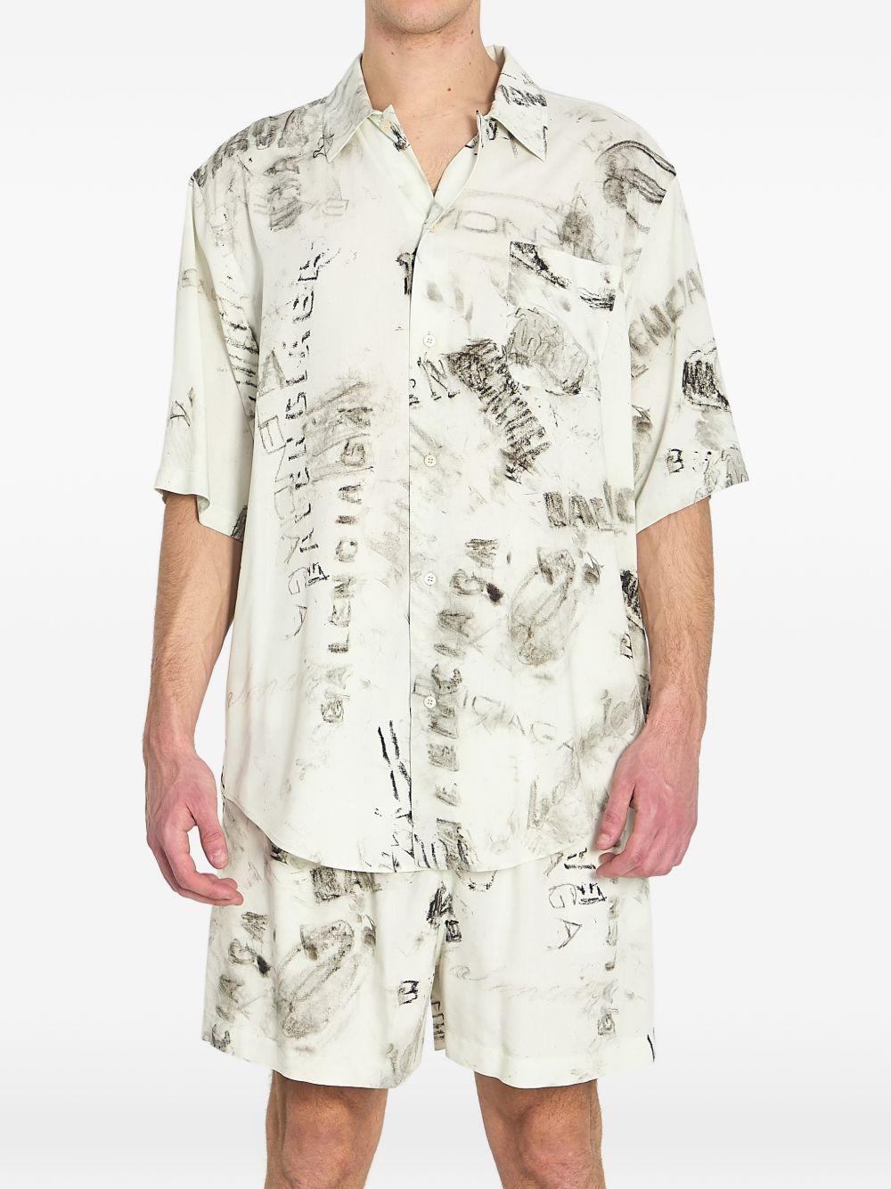 Washed Crayon Allover Short Sleeve Minimal Shirt 852334 TTL781240 BALENCIAGA