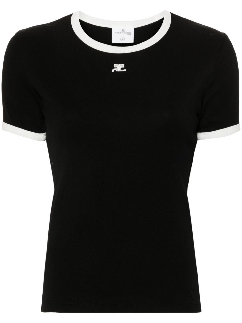 Logo-patch contrasting-trim T-shirt VESJTS017JS0070 9901 COURRÈGES
