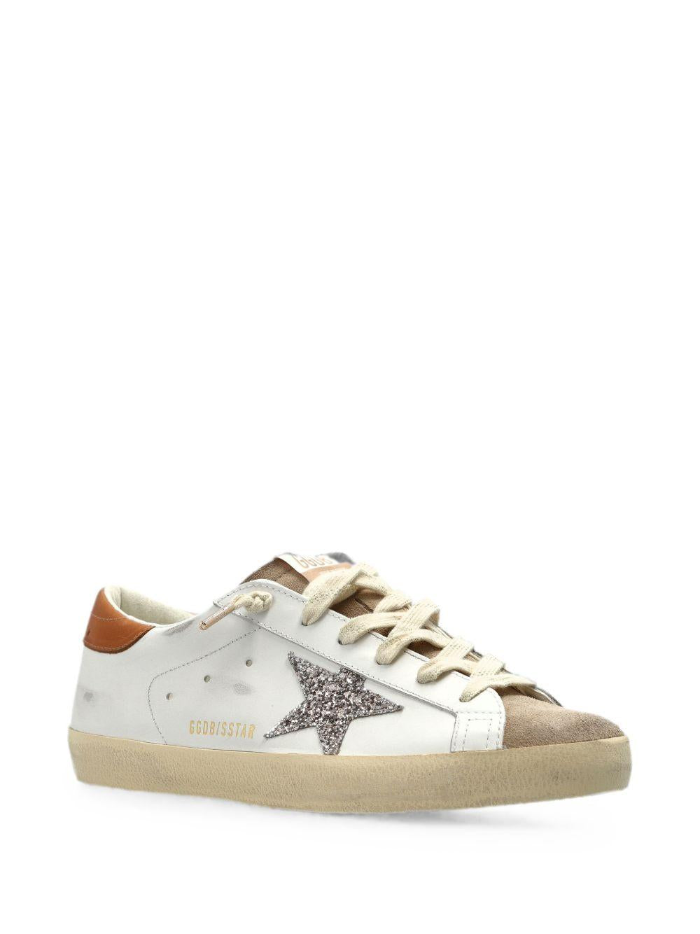 SUPER STAR LEATHER UPPER AND HEEL SUEDE TOE GLITTER STAR GWF00101 F00871912524 GOLDEN GOOSE