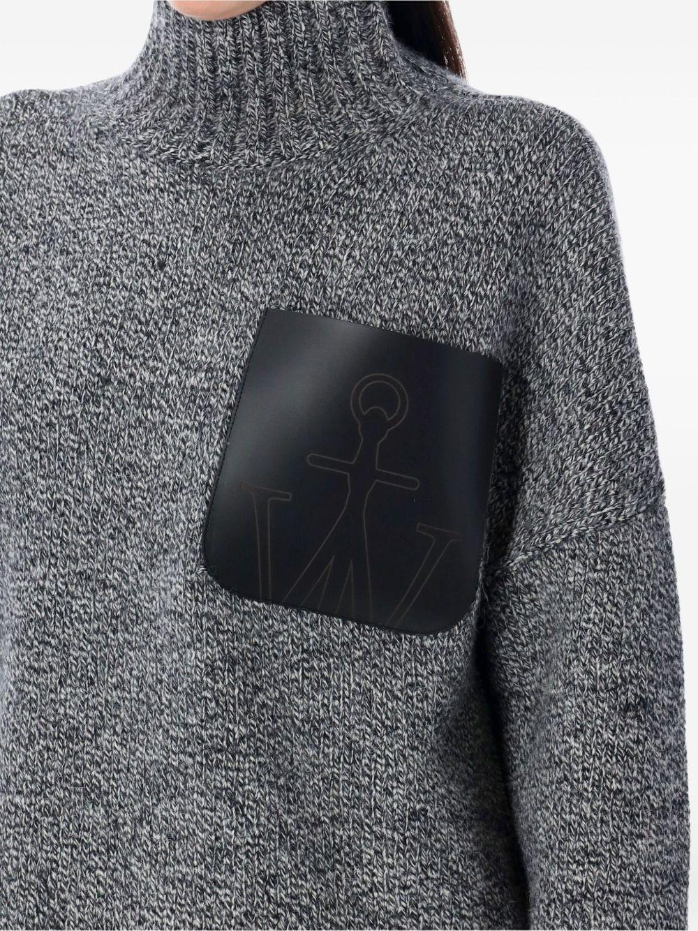 High Neck Knit Leather Patch KW1292 YN0367929 JW ANDERSON