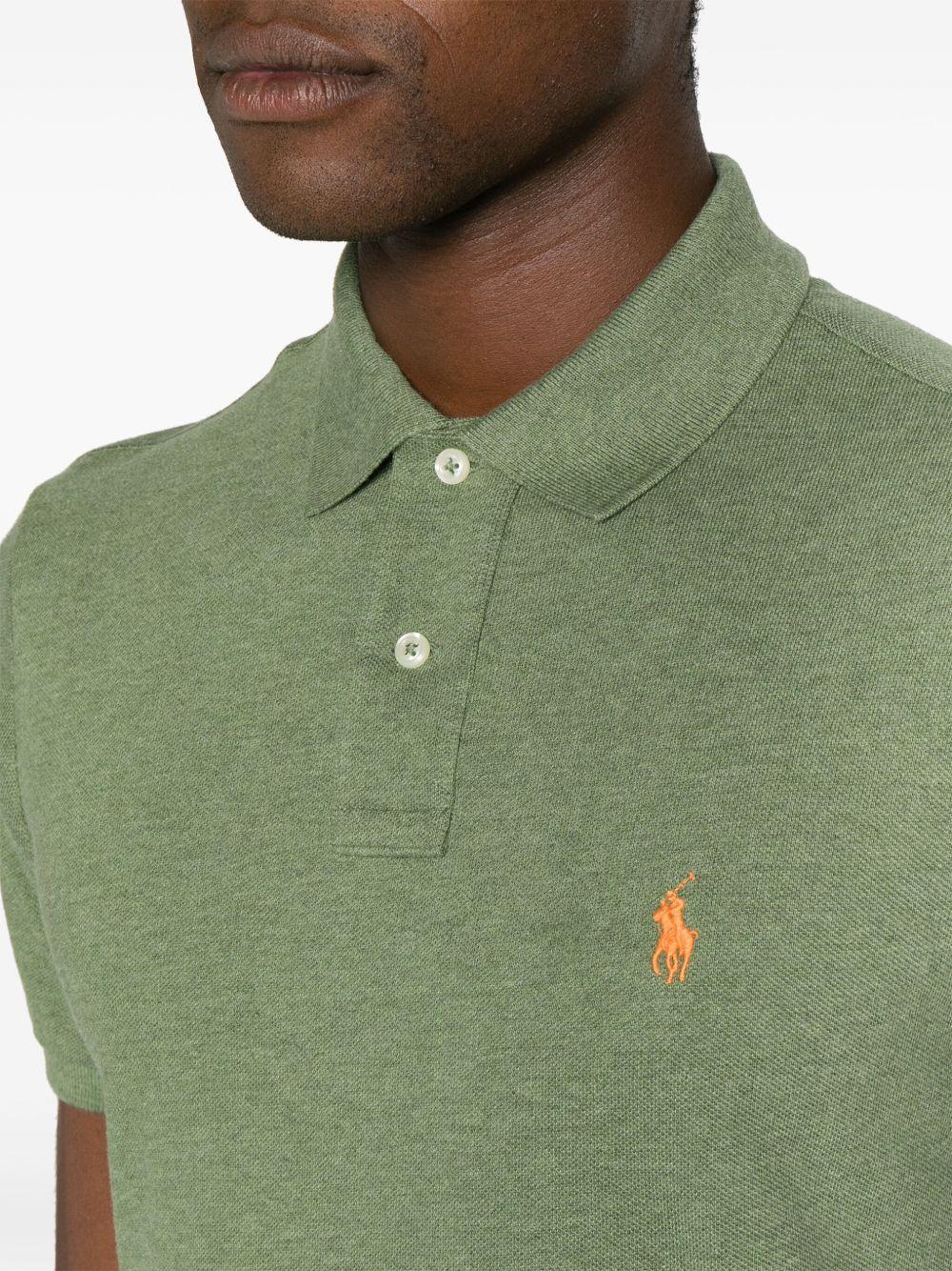 Embroidered-logo piqué polo shirt<BR/><BR/><BR/> 710680784367 CARGO GREEN HEATHER POLO RALPH LAUREN
