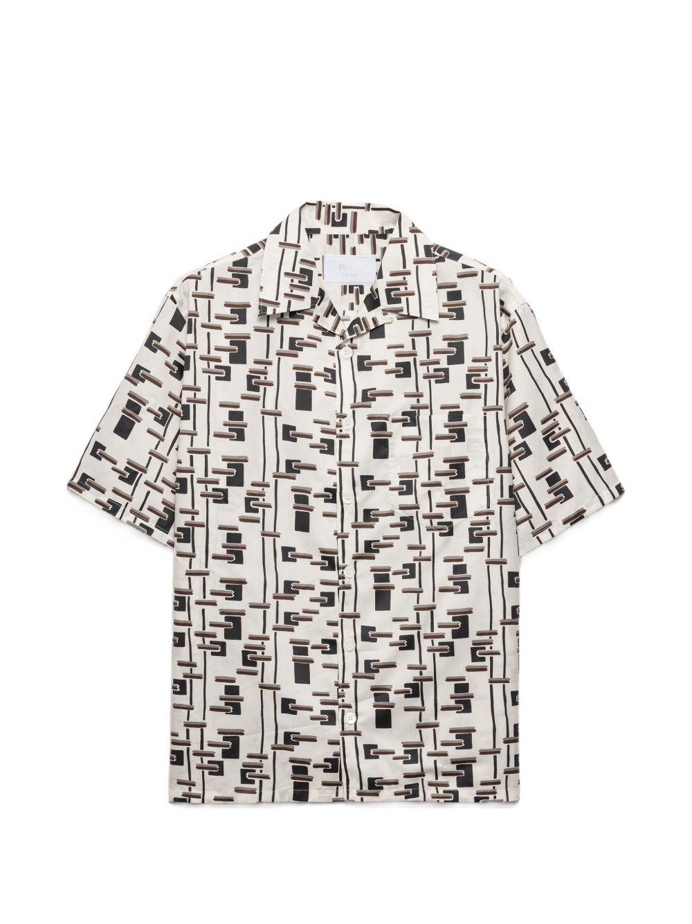 Printed cotton blend shirt UCS41419GW S-UMOF0S8V PRADA