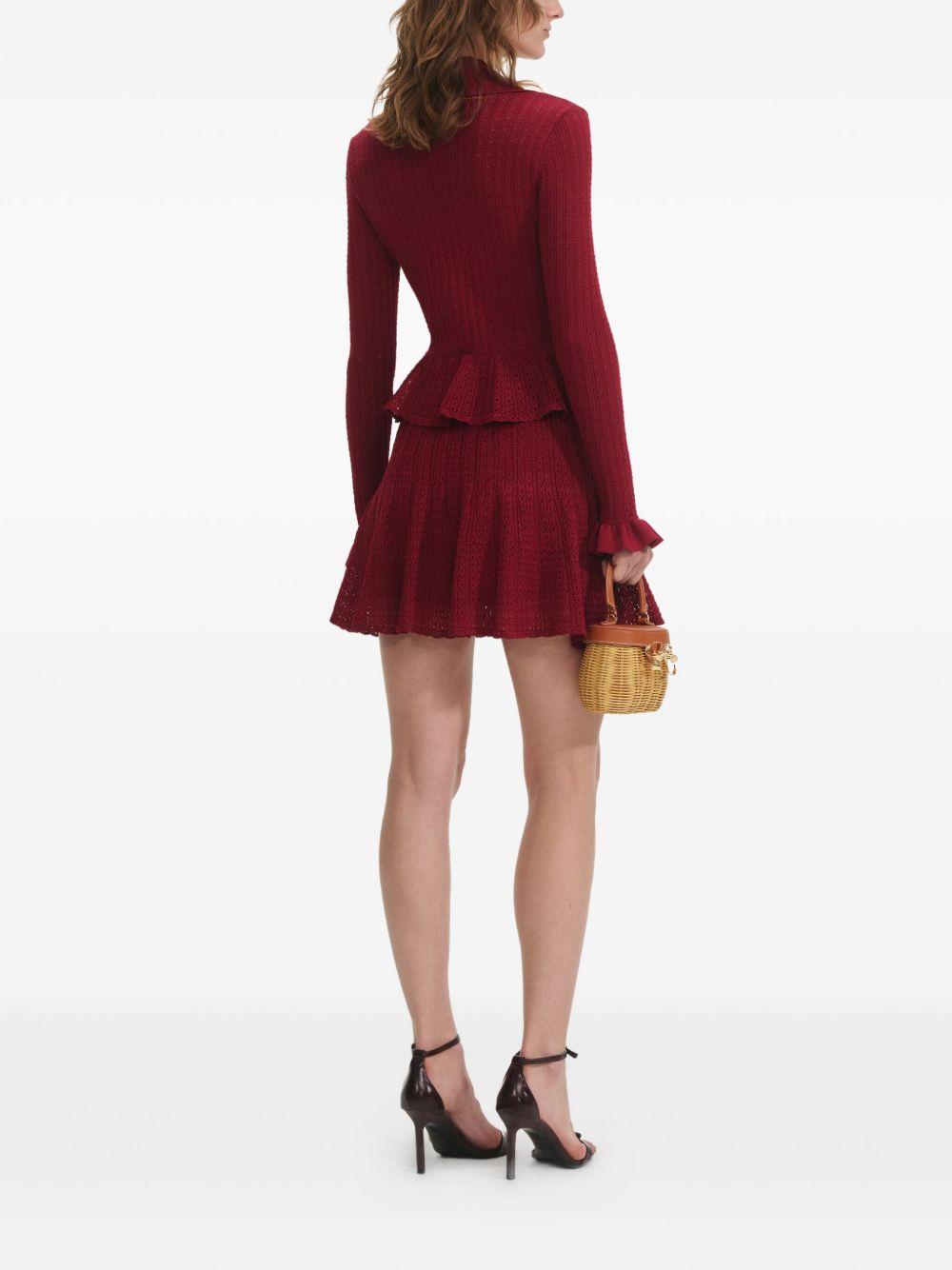 Pointelle Knit Mini Dress 093S BURGUNDY SELF-PORTRAIT