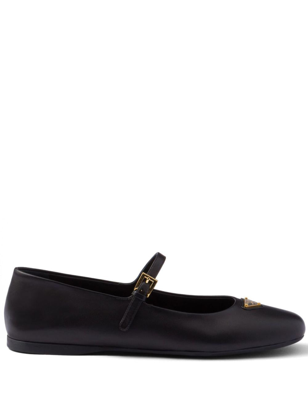 Leather ballerina shoes<BR/><BR/><BR/> 1F567N 038F0002 PRADA