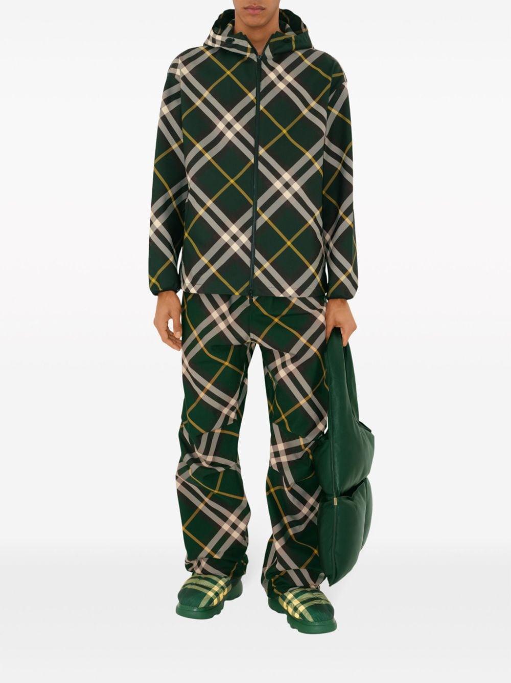 Check-pattern zipped hooded jacket<BR/><BR/><BR/> 8081895 B8660 BURBERRY