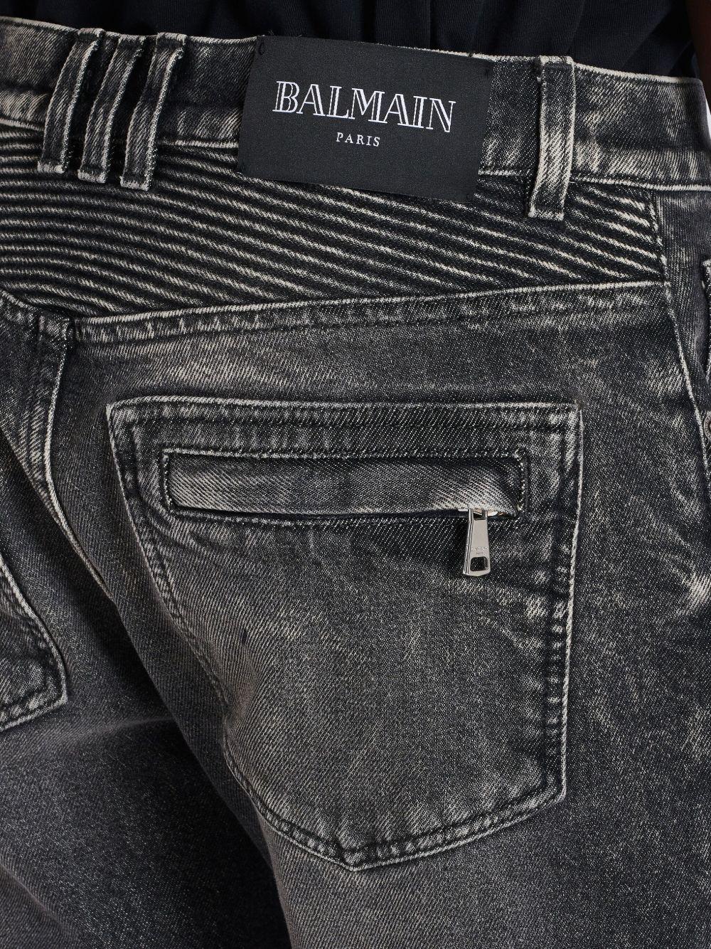 Slim-fit biker trousers in denim FH1MG115DF82 9AZ BALMAIN