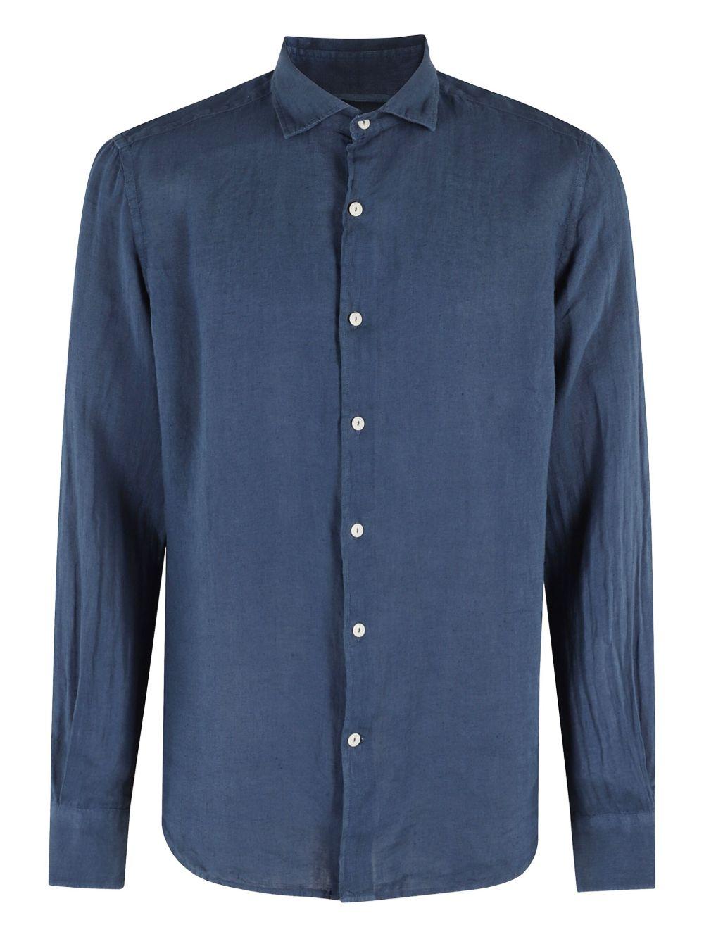 Pamplona shirt PAMPLONA 00338HLINEN 60 MARINE BLUE MC2 SAINT BARTH