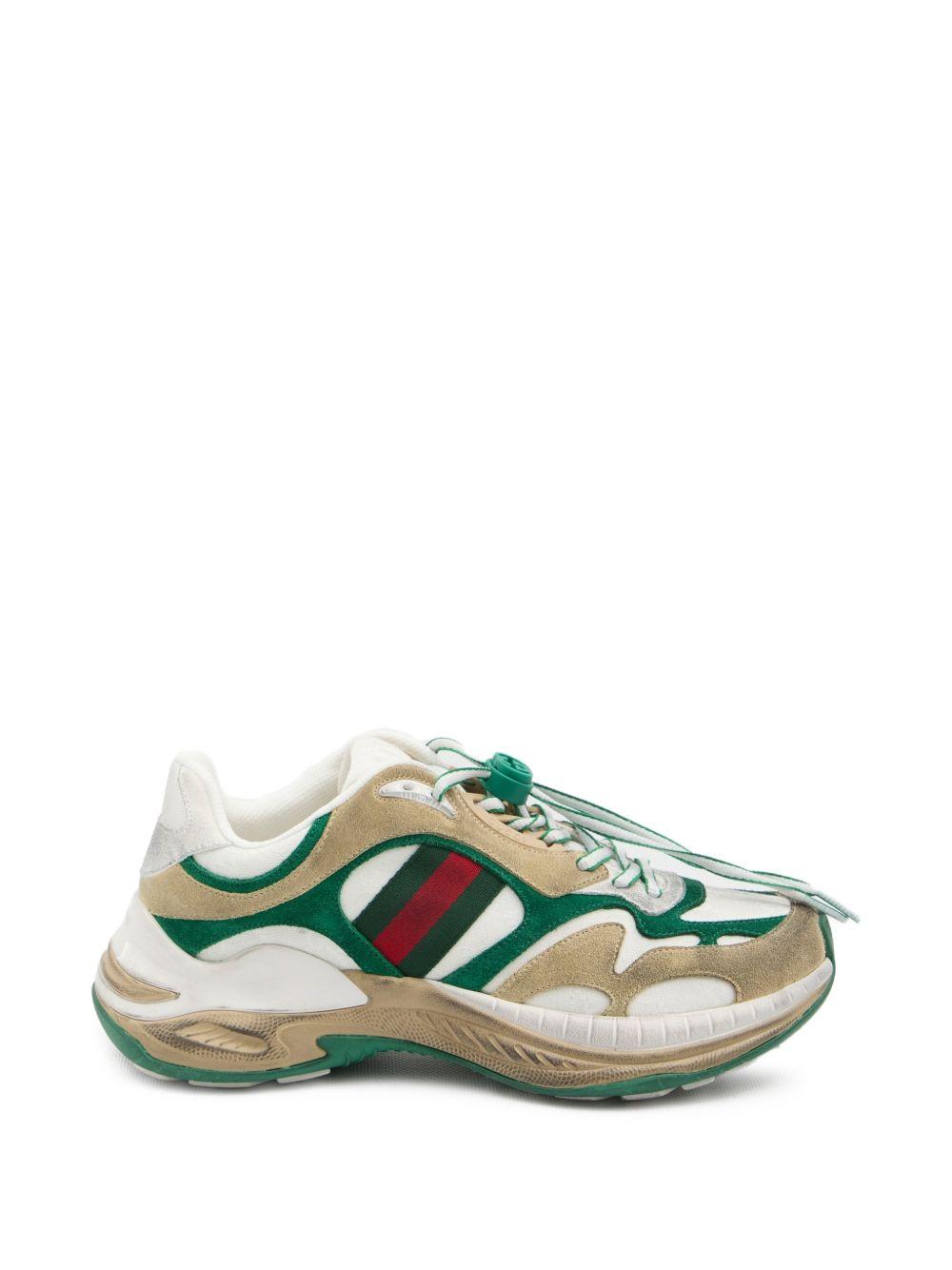 LEATHER SNEAKERS WITH WEB DETAIL 853709 AAGGM9251 GUCCI