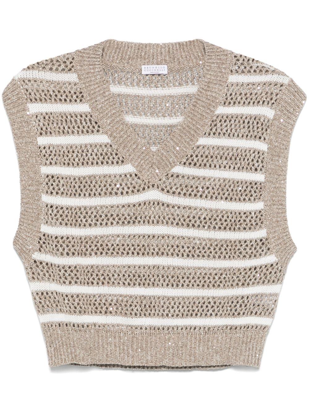 Sequined knitted vest<BR/><BR/><BR/> MCO558902 CKE88 BRUNELLO CUCINELLI