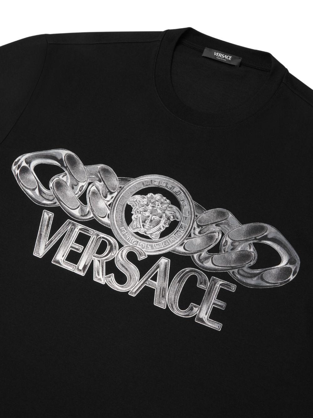 Logo-print cotton T-shirt<BR/><BR/><BR/> 1013302 1A134052B510 VERSACE
