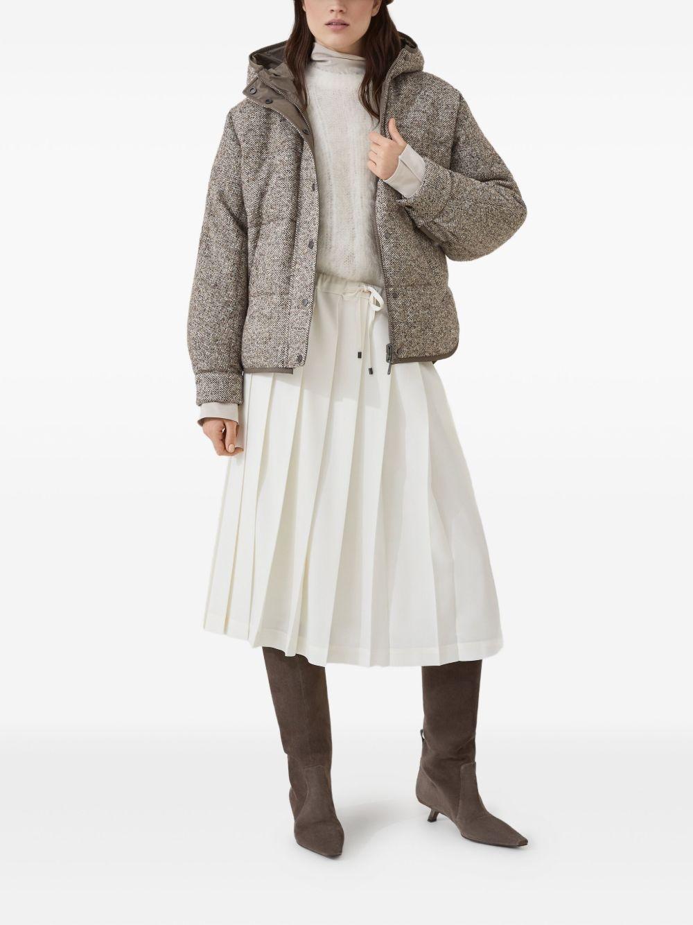 Flecked virgin wool and silk chevron hooded down jacket MG5307729 C6286 BRUNELLO CUCINELLI