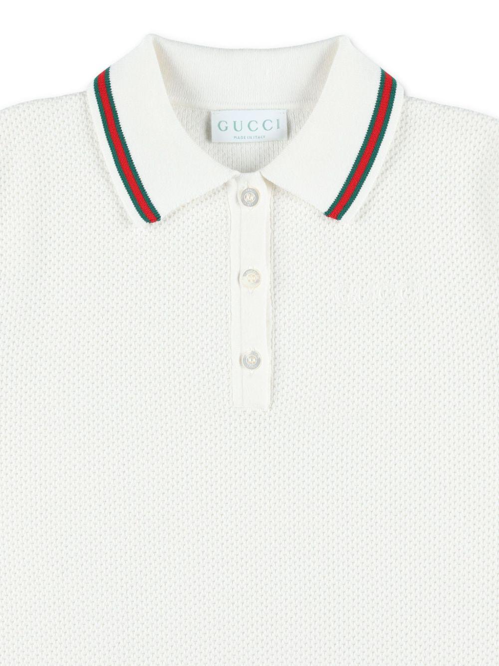 Web-stripe trim dress<BR/><BR/><BR/> 809682 XKEIR9060 GUCCI KIDS