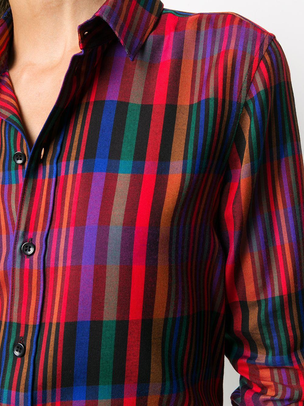 Red/multicolour tartan check buttoned shirt 395733 Y7B318487 SAINT LAURENT