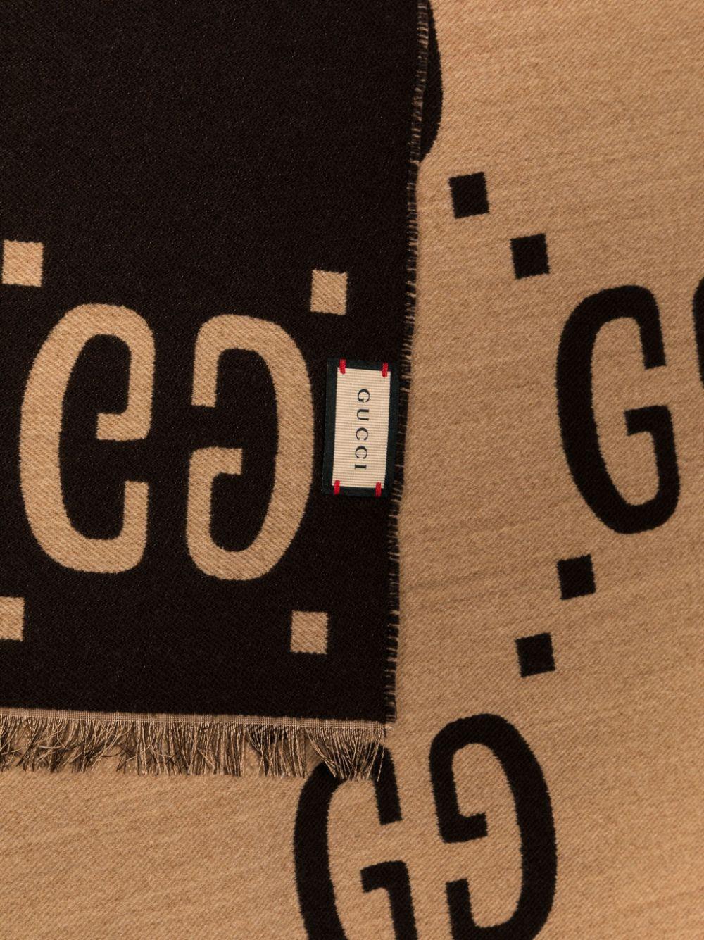 GG-jacquard frayed scarf<BR/> 495592 4G3502179 GUCCI