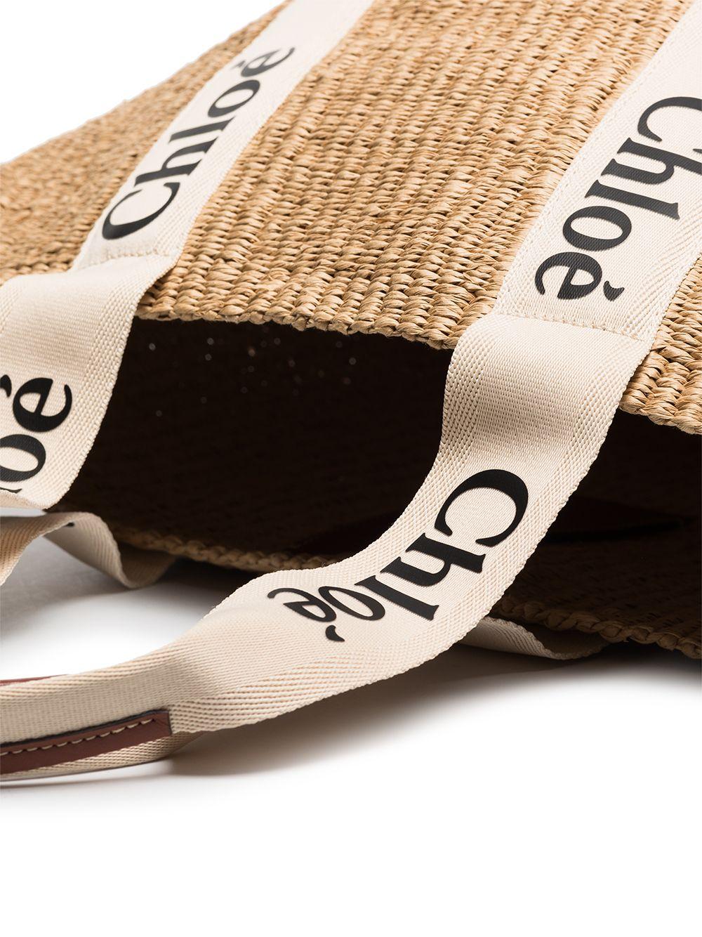 Large Woody logo-strap tote bag<BR/><BR/><BR/> CHC22SS380G55 101 CHLOÉ