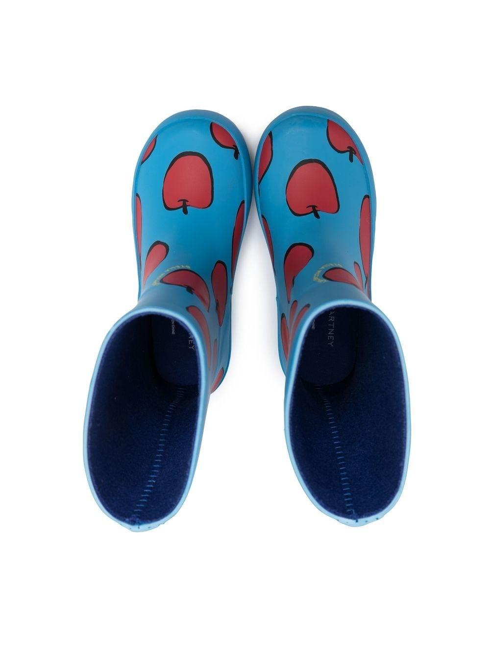 Apple-print rain boots 8R0E06 Z0234618 STELLA McCARTNEY KIDS