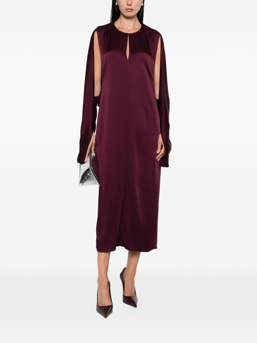 Cape-Sleeve Cut-Out Satin Midi Dress 6A05413 FU3026017 STELLA McCARTNEY