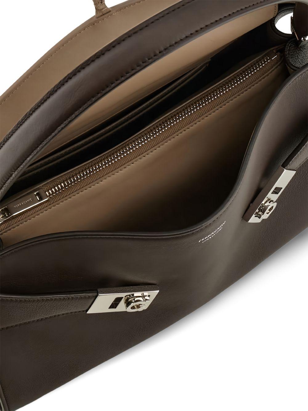Hug soft two-tone shoulder bag 219816 HUG SH S 795204TESTA DI MORO FERRAGAMO