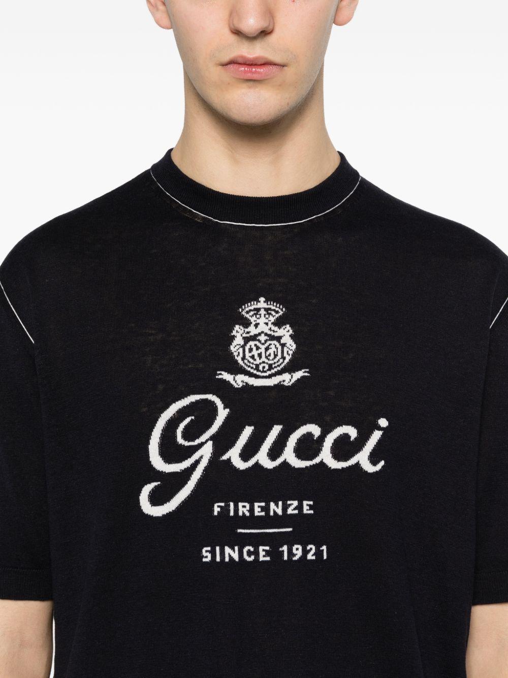 Knit silk linen T-shirt with intarsia 851828 XKFC84041 GUCCI