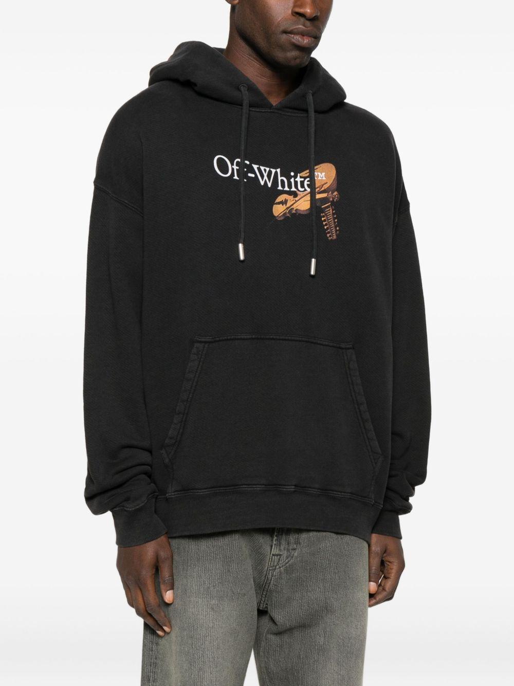 Hoodie with Caravaggio print on the front and back OMBB085F25FLE011 1301 OFF-WHITE