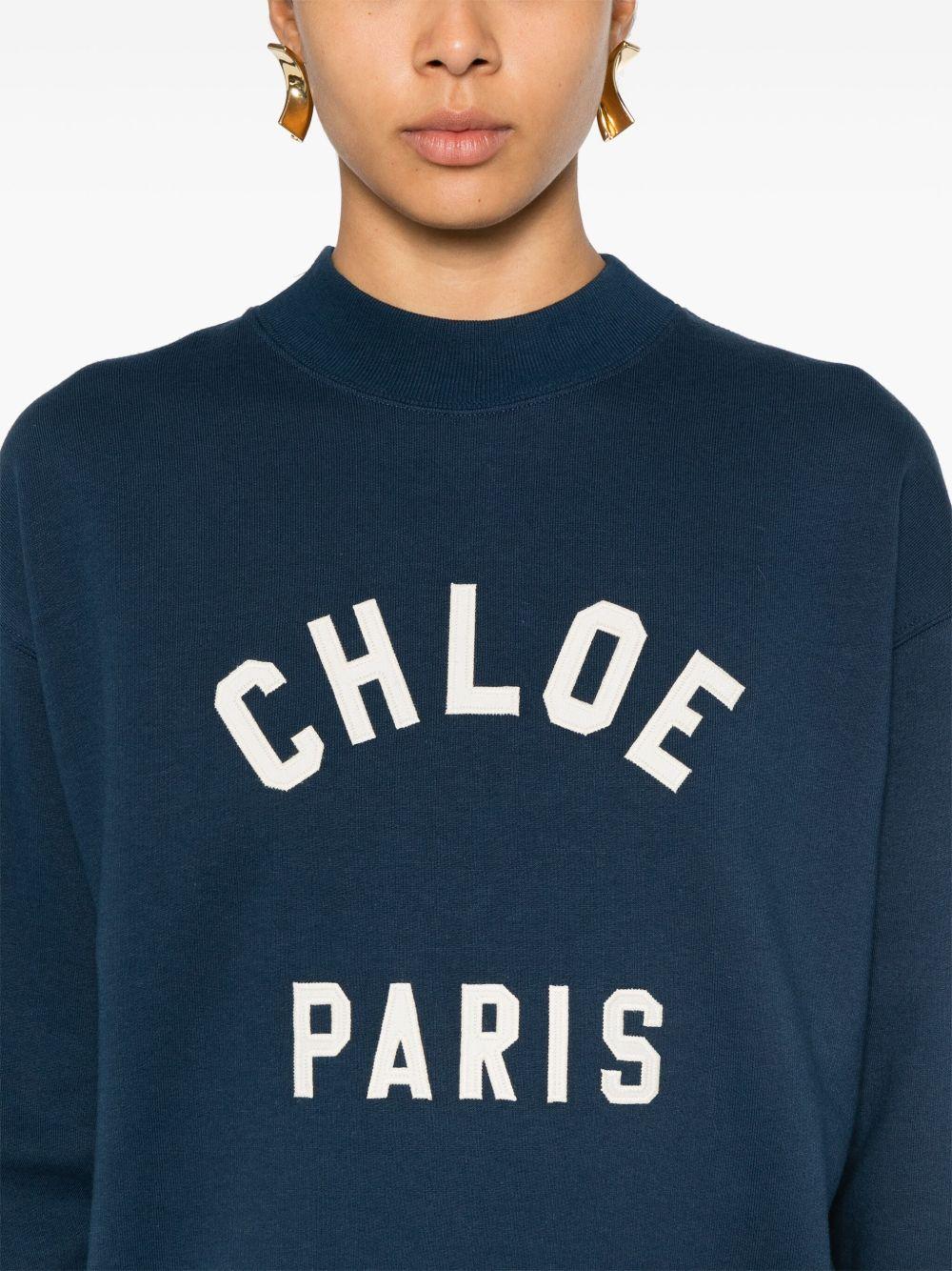 Mock-neck logo-patch sweatshirt CH24AJH12192 4C6 CHLOÉ