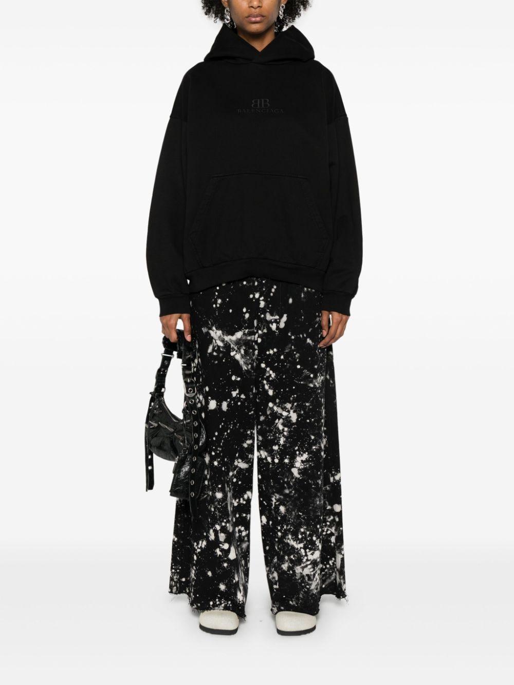 Logo-embroidered cotton hoodie<BR/><BR/><BR/> 767877 TQVS92020 BALENCIAGA