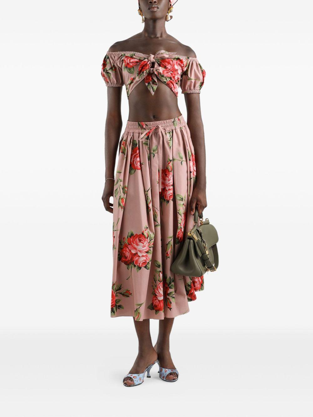Rose bouquet-print midi skirt F4DC7T HS5UTHF5ZN DOLCE & GABBANA