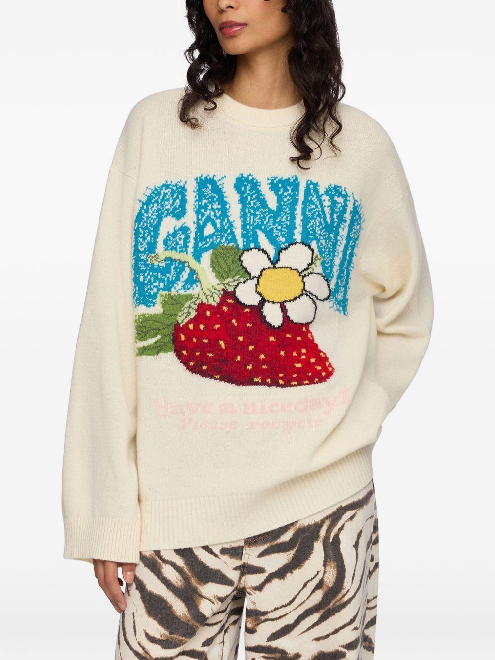 Oversized Jumper with Strawberry A1150015 135 GANNI