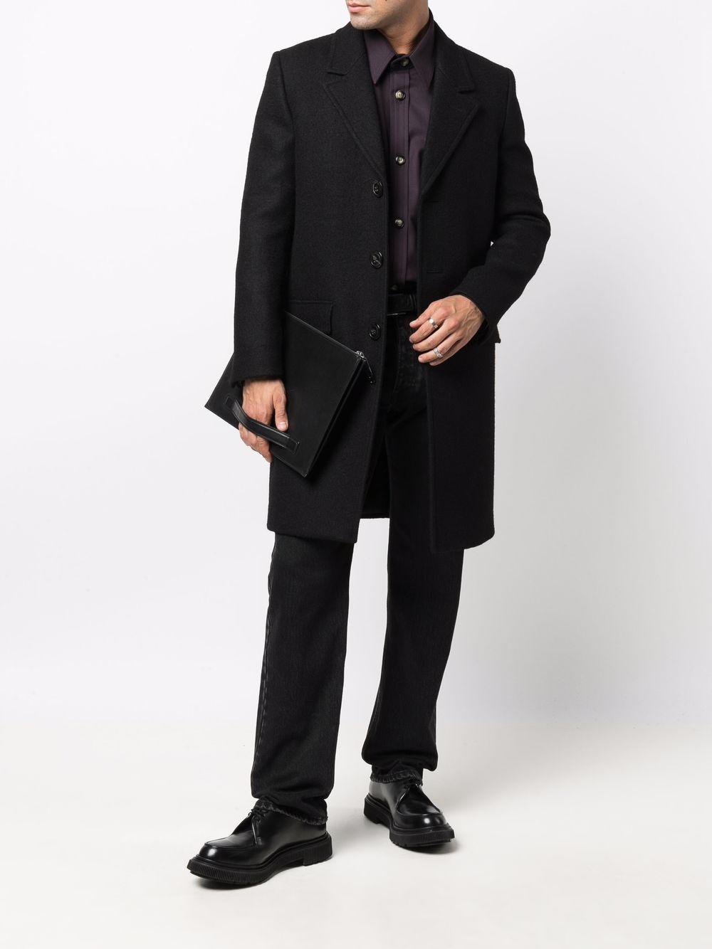 Black mohair/wool single-breasted button coat 661385Y2D27 1000 SAINT LAURENT