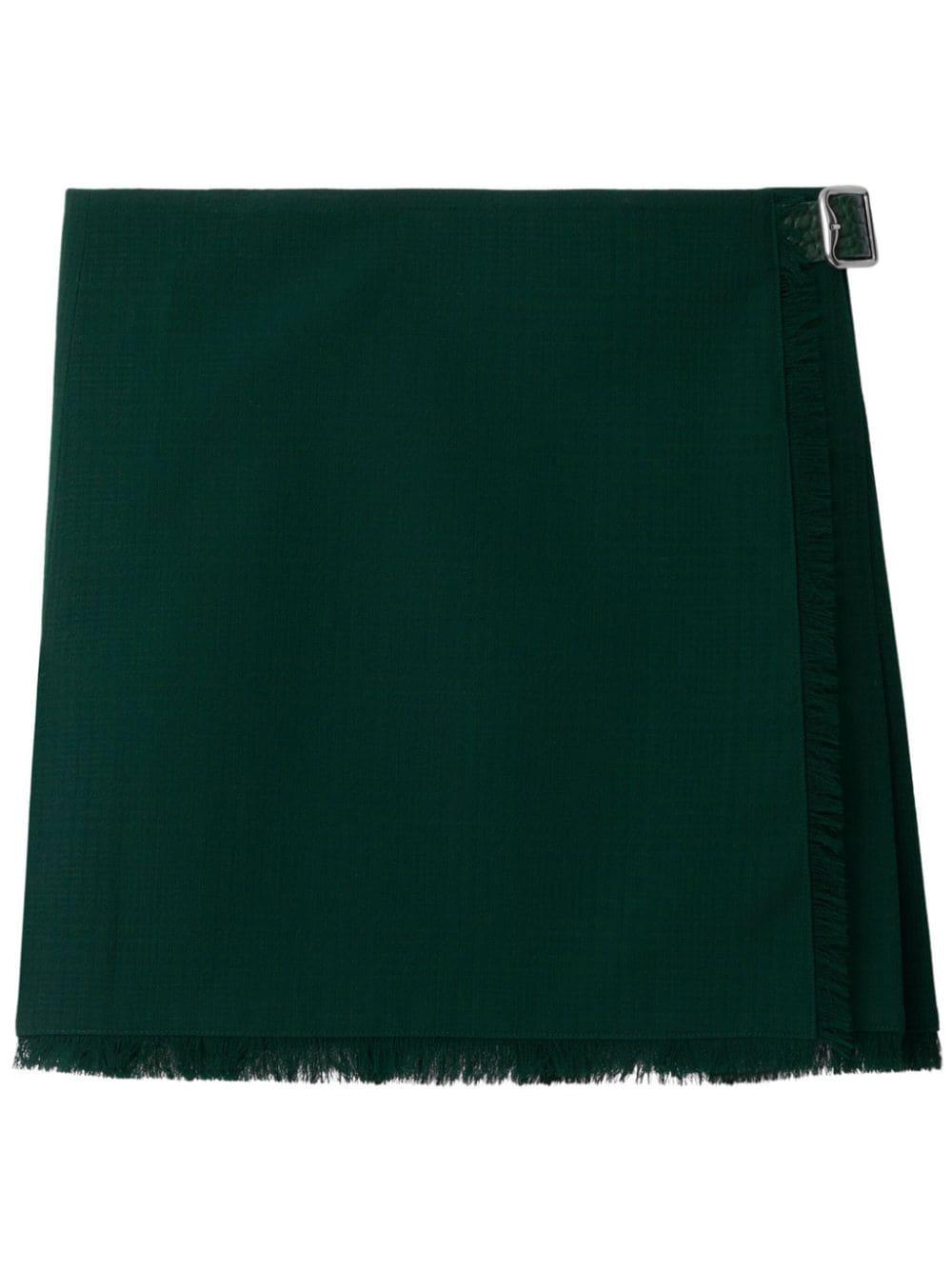 Frayed-edge wool pleated skirt<BR/><BR/><BR/> 8083029 B8636 BURBERRY