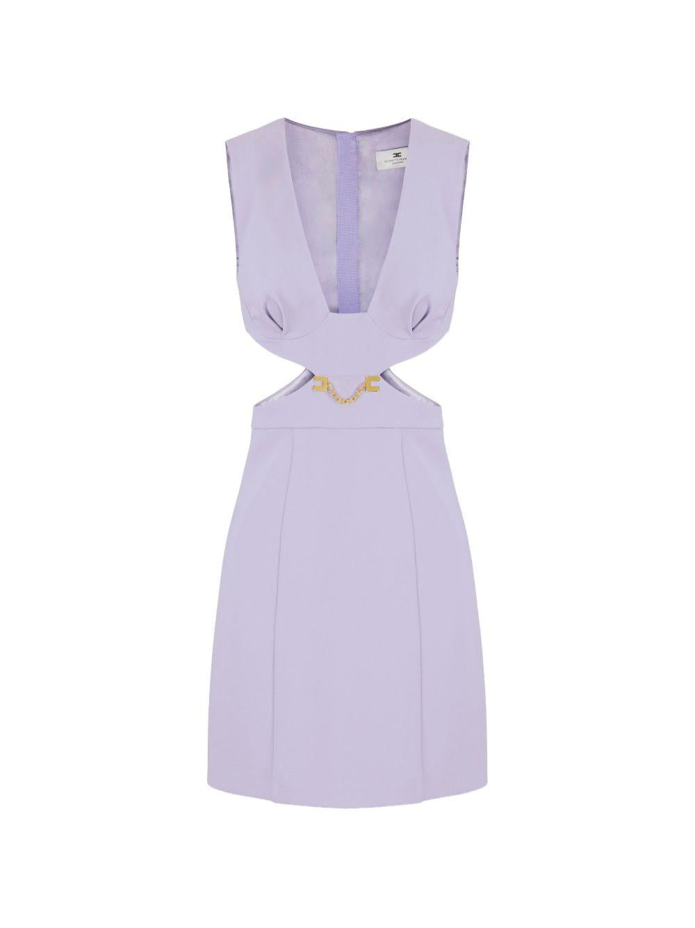 Mini dress in double stretch crepe with jewel logo AB92961E2 EV7 ELISABETTA FRANCHI