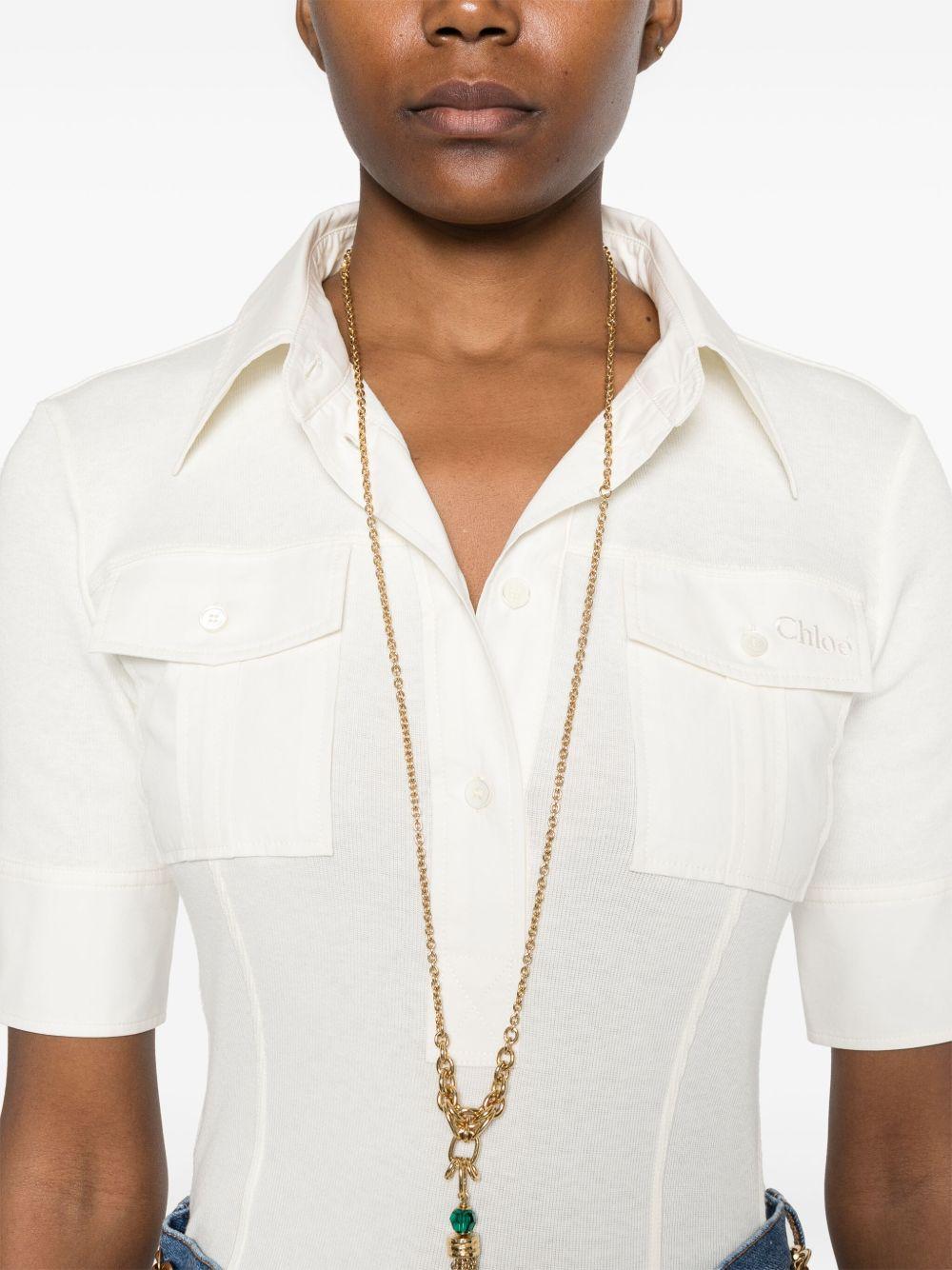 Logo-embroidered polo top<BR/><BR/> CH25SJH13182 103 CHLOÉ