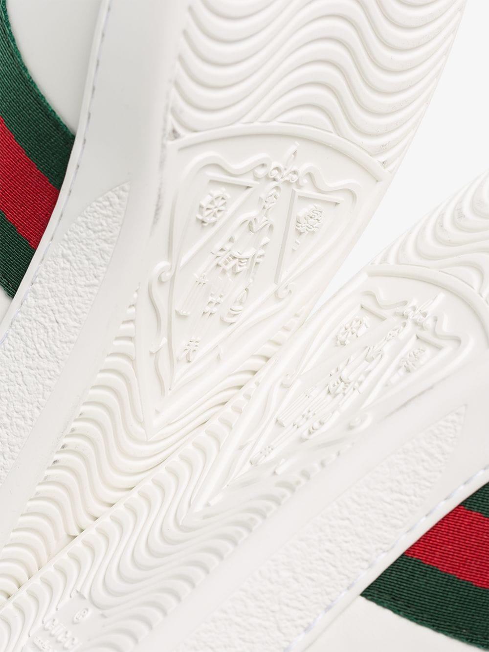Sneakers 'Ace' in pelle bianca e dettagli verdi 387993 A38309071 GUCCI