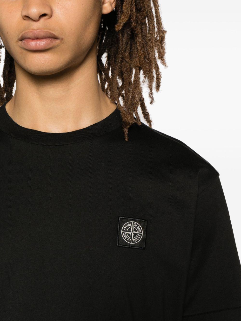 Compass-appliqué cotton T-shirt<BR/><BR/><BR/> 2100039 S0013V0029 STONE ISLAND
