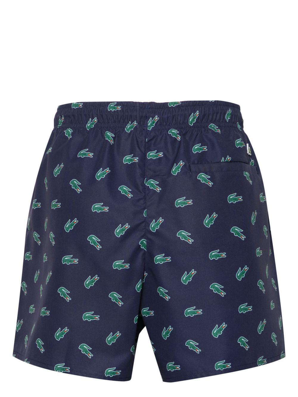 Blue Crocodile-print drawstring swim shorts MH7188 QRN LACOSTE