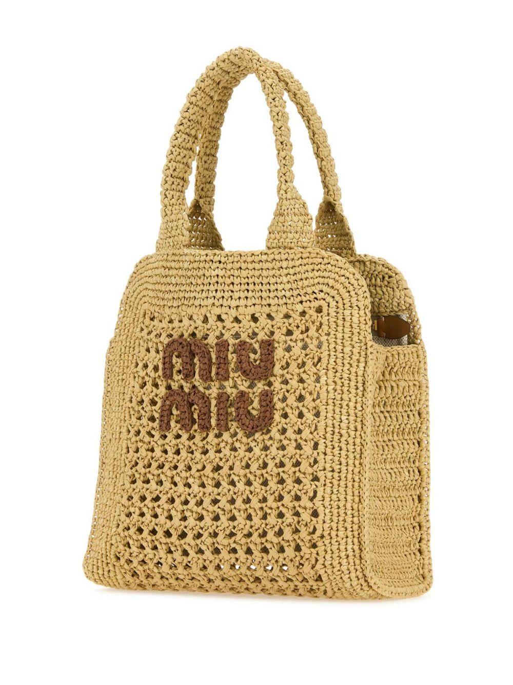 Crochet tote bag<BR/><BR/> 5BA283 ADO1F0A5T MIU MIU