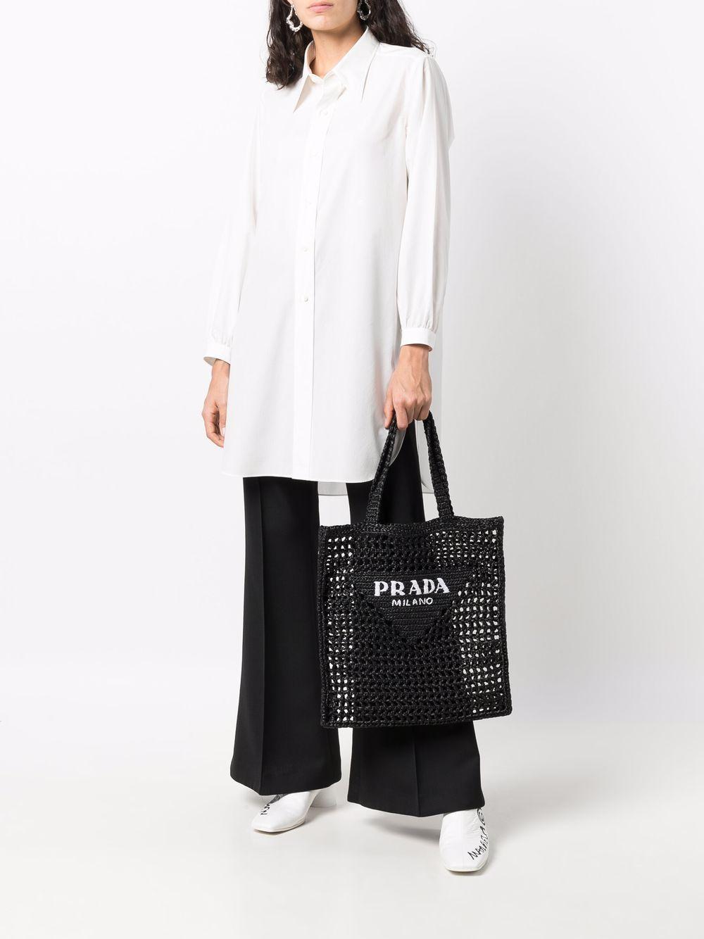 Interwoven-design logo-print shoulder bag<BR/><BR/><BR/> 1BG393 2C2TF0002 PRADA