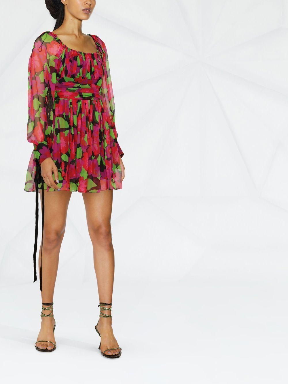 Floral-print long-sleeve mini dress 680641Y3E16 1052 SAINT LAURENT