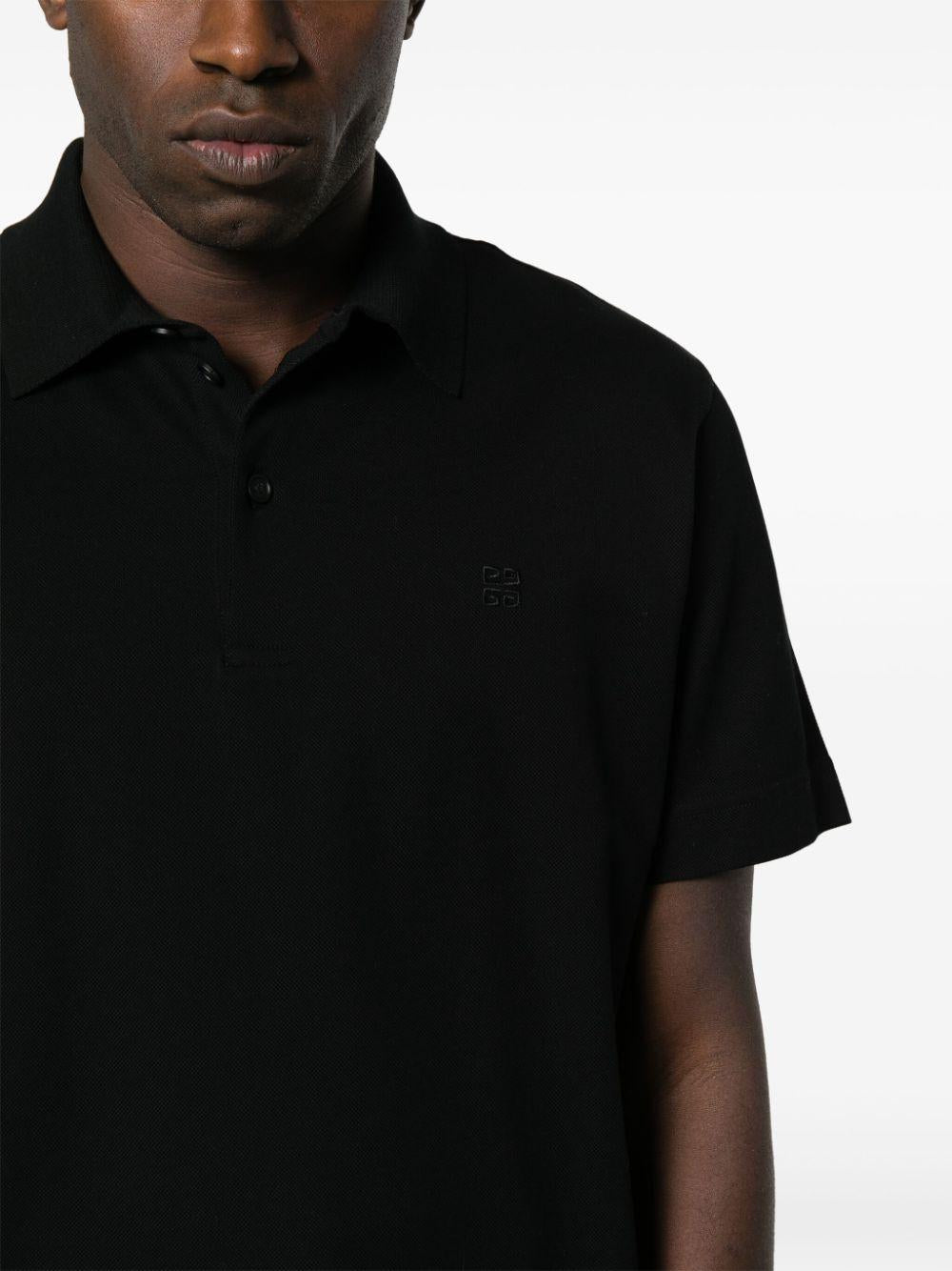 Embroidered-monogram cotton polo shirt<BR/><BR/><BR/> BM71KR3YCD 001 GIVENCHY