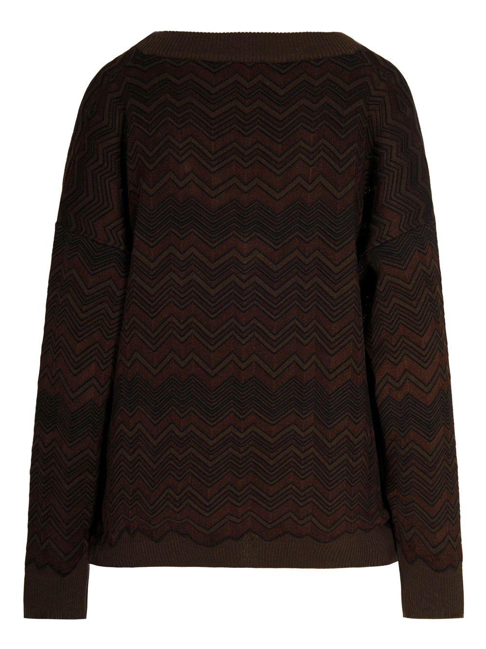 Oversized v-neck sweater in chevron pattern DS25WN14 BK01CPS80E1 MISSONI