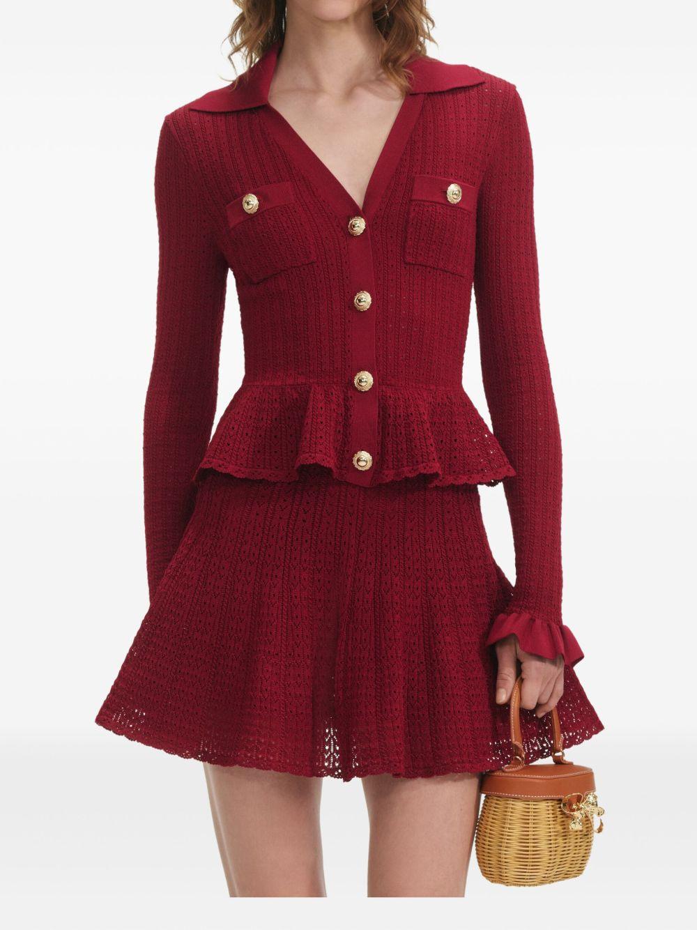 Pointelle Knit Mini Dress 093S BURGUNDY SELF-PORTRAIT