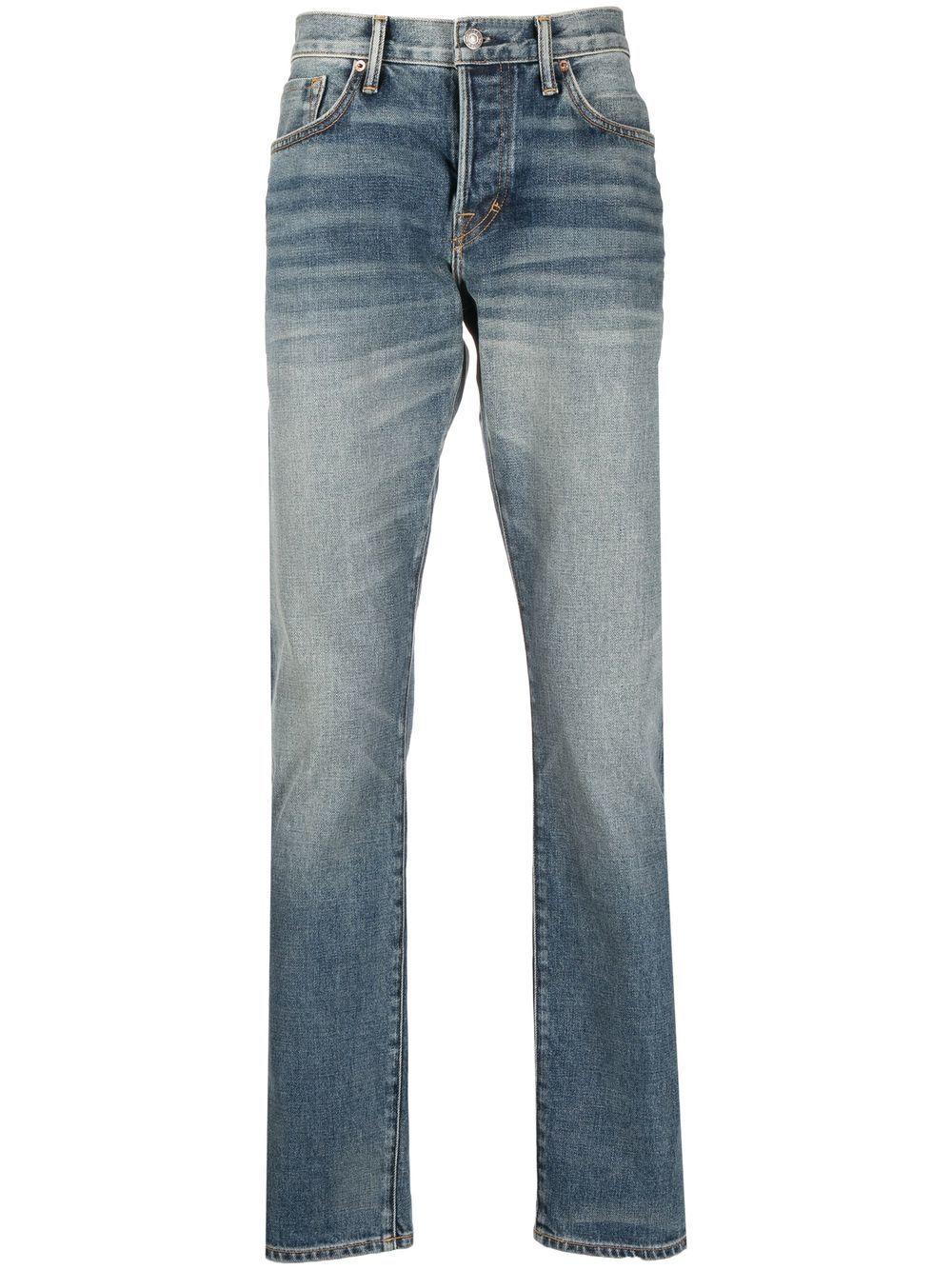 Whiskering-effect straight-leg jeans<BR/><BR/><BR/> DPS001 DMC008S23HB407 TOM FORD