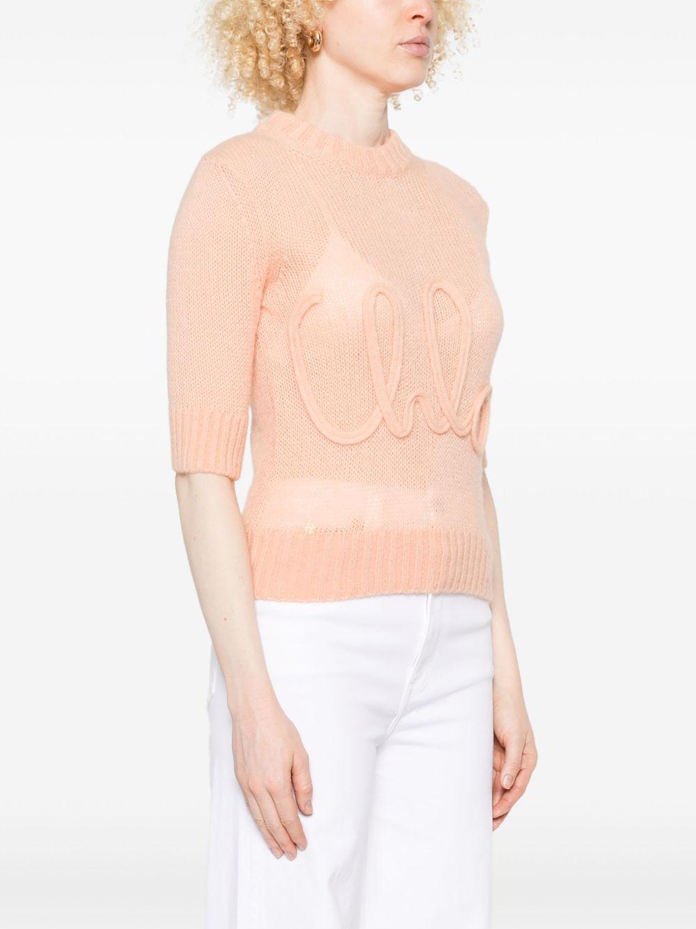 Elbow-sleeve logo sweater in alpaca wool & silk knit CH25UMP26740 81L CHLOÉ