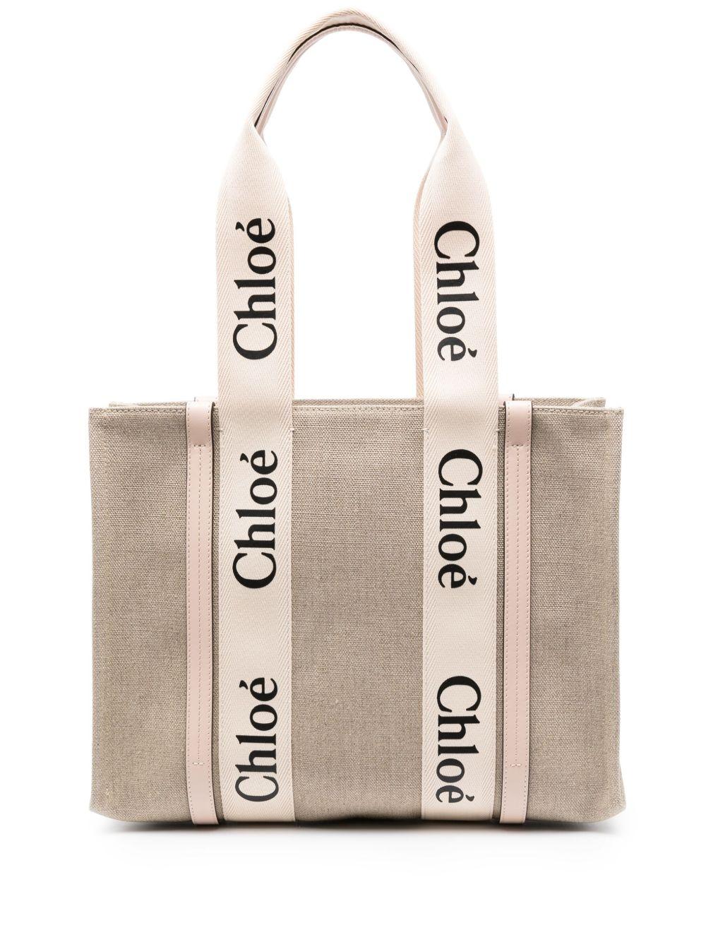 Woody medium linen tote bag CHC22AS383I26 6J5 CHLOÉ