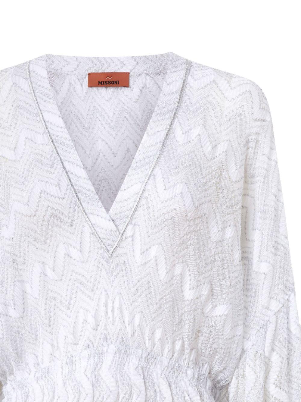 Viscose zig zag lamé viscose cover-up dress with wide sleeves<BR/><BR/><BR/><BR/><BR/><BR/><BR/> MC22SQ03 BR00ZXS01FJ MISSONI