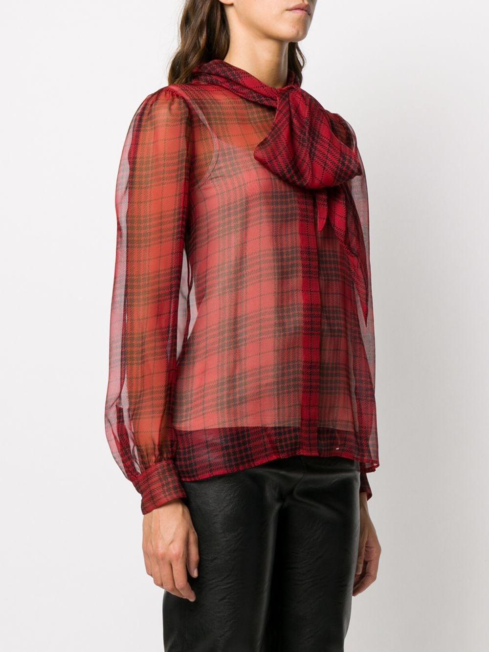 Red silk semi-sheer bow-detail silk blouse 641585 Y8B866041 SAINT LAURENT