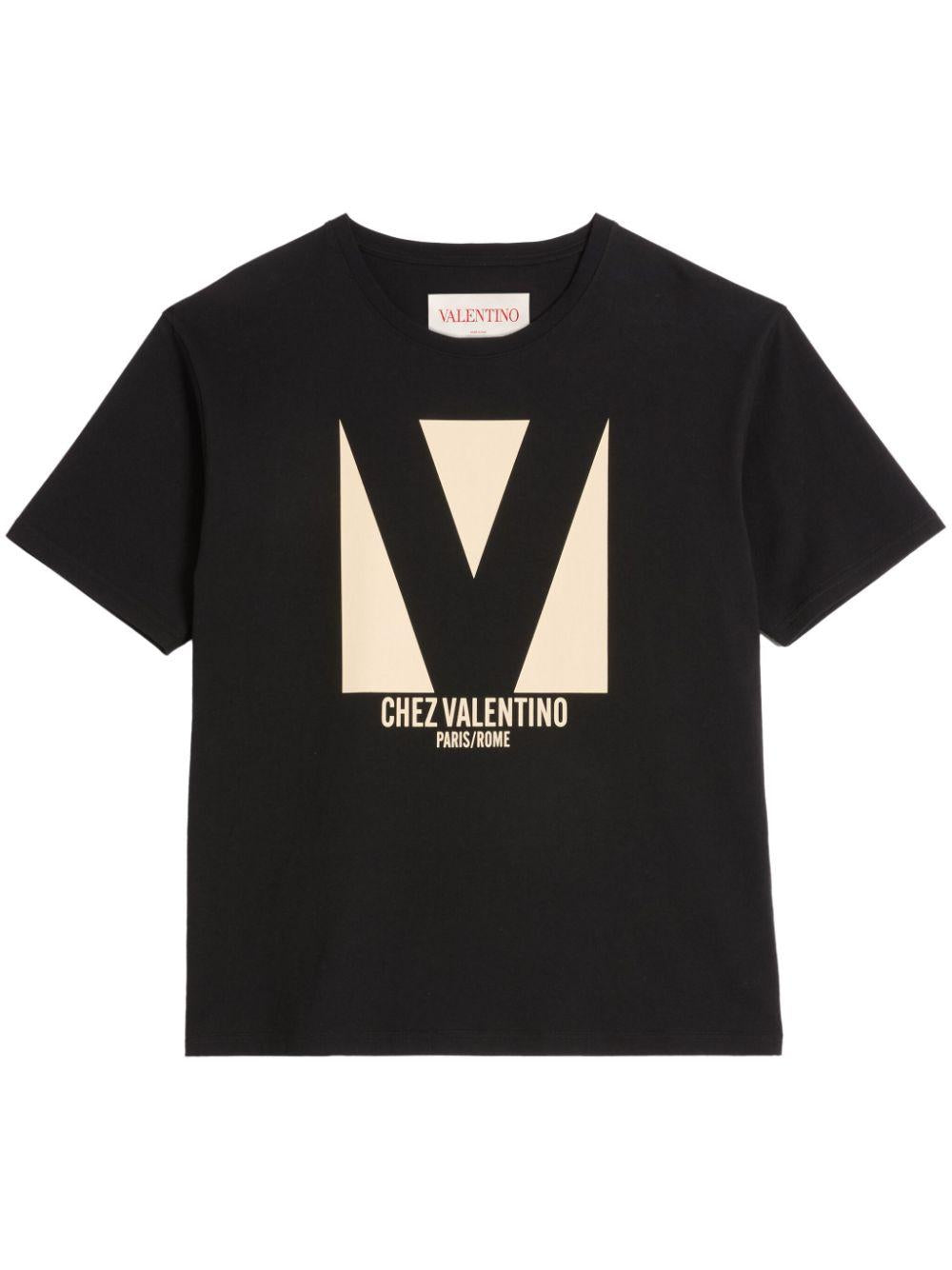 Chez Valentino-print T-shirt<BR/><BR/><BR/> 6V3MG16PAQ9 0NO VALENTINO GARAVANI