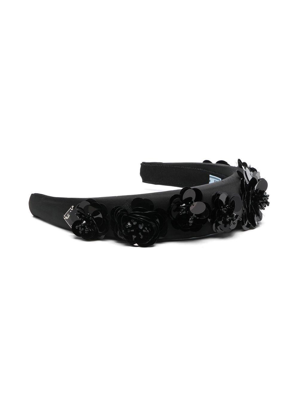 Re-nylon headband with 3D flowers 1IH019 11WPF0002 PRADA