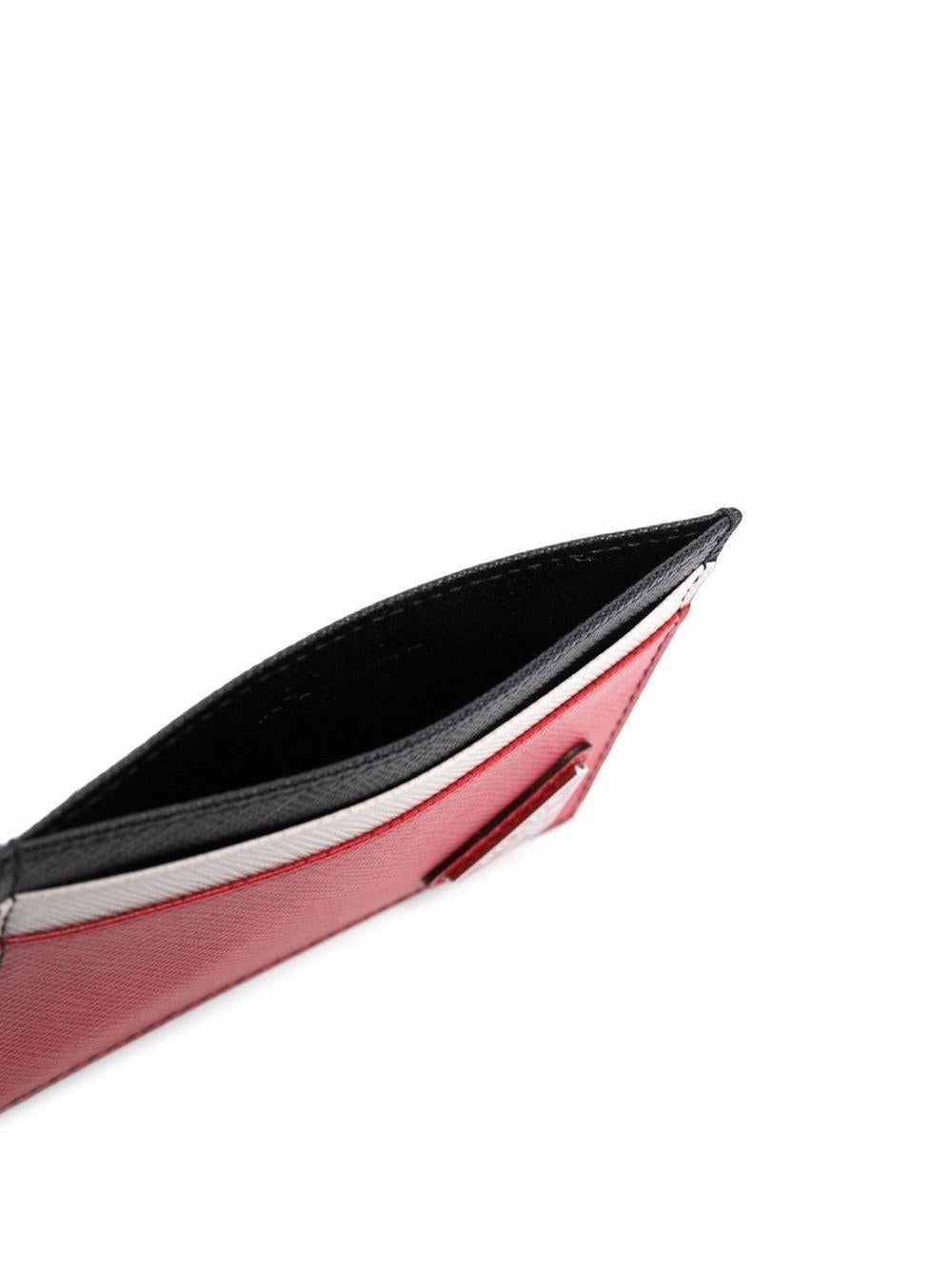 Red/white/black calf leather colour-block cardholder 2MC149 2FJ6F0002 PRADA