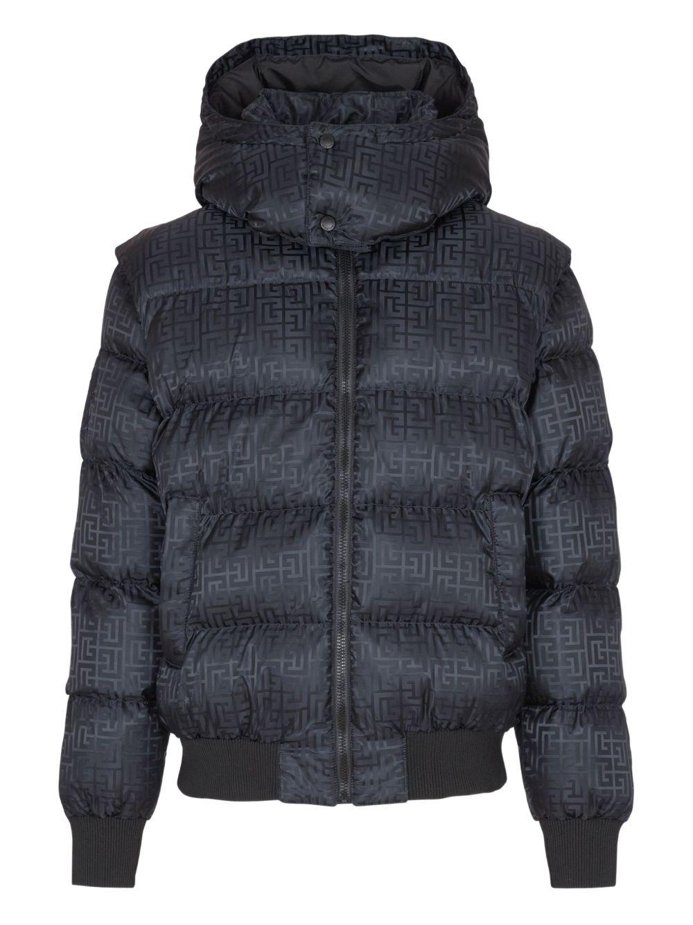 Cropped monogram jacquard padded jacket FH1TP161XB11 EAP BALMAIN